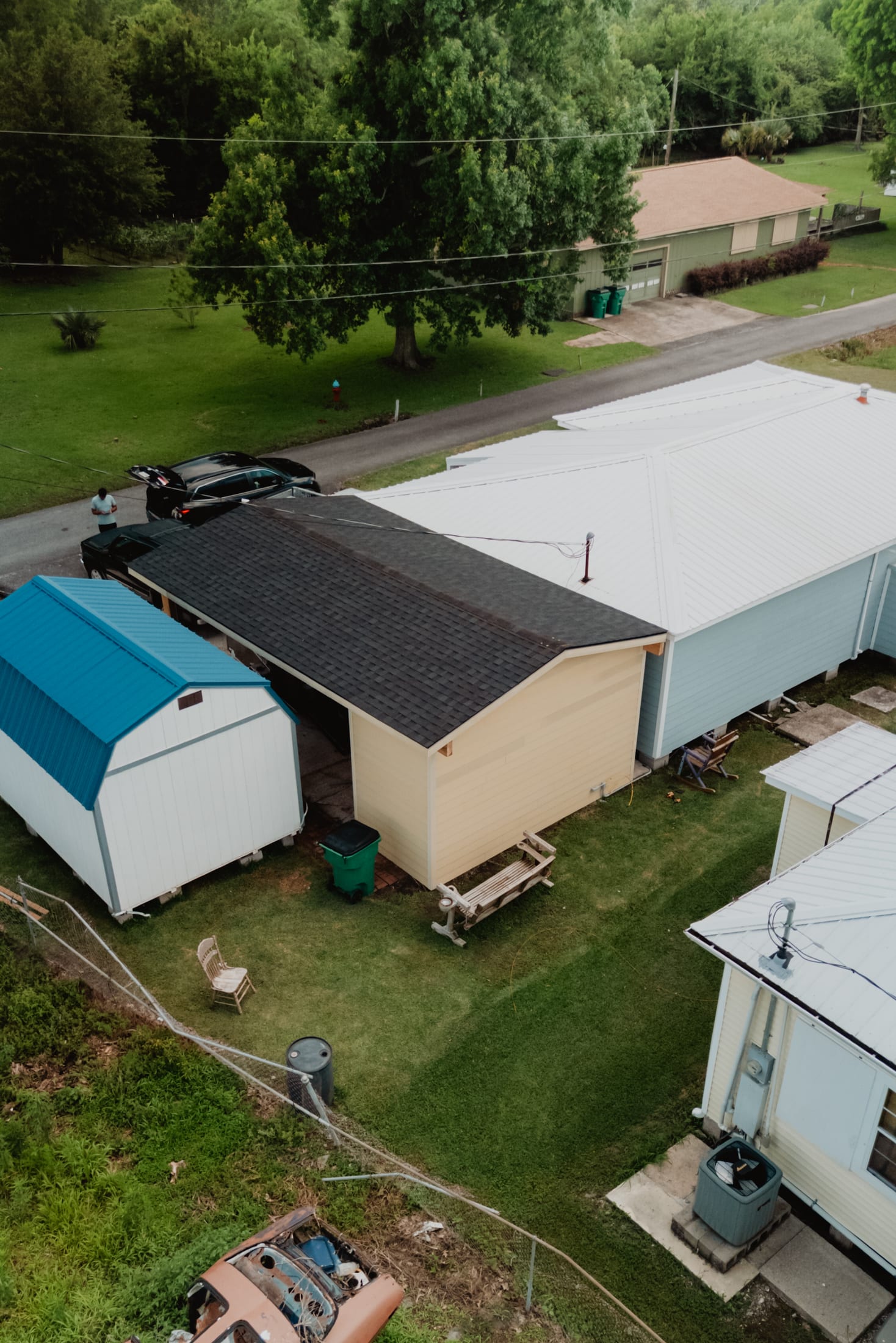 Aerial of an active construction job site