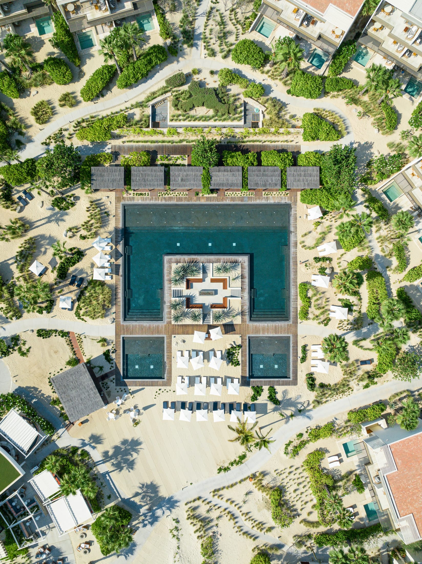 A Four Seasons resort pool from above